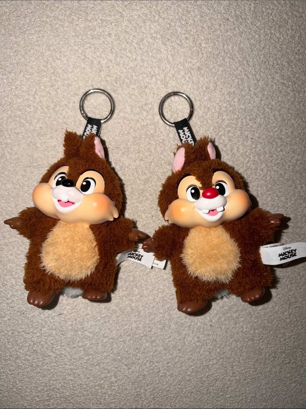 Pop Mart Disney Chip and Dale Plush Keychain Pair - Brown, Cream, Pink, Red